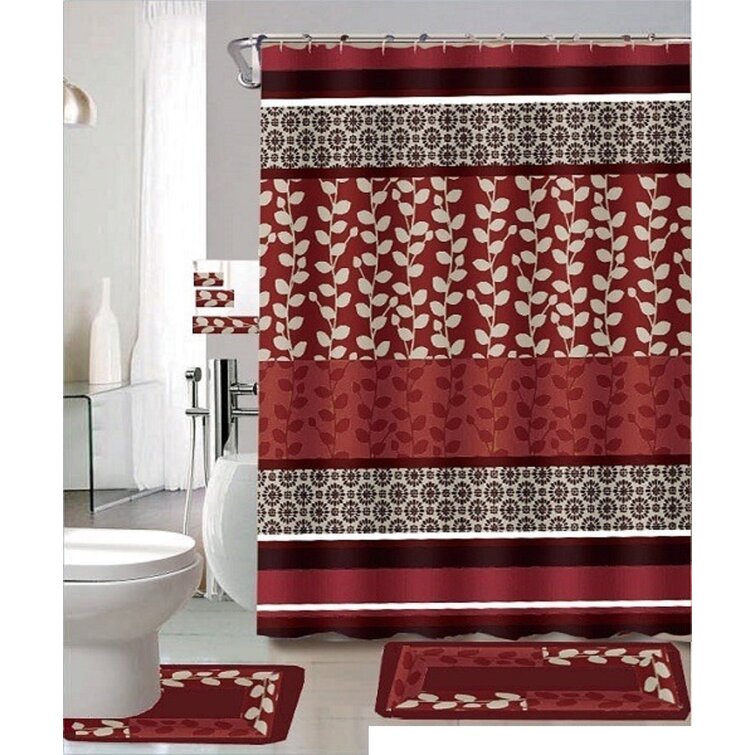 Burgundy shower hot sale curtain sets